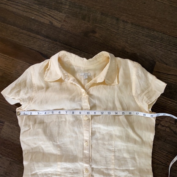 J. Jill Yellow Button Down Short Sleeve Shirt S - Picture 3 of 7
